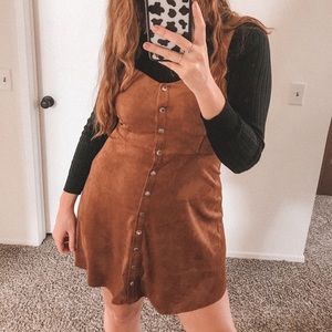 Forever 21 Trendy Junior Faux Suede Pinafore Dress